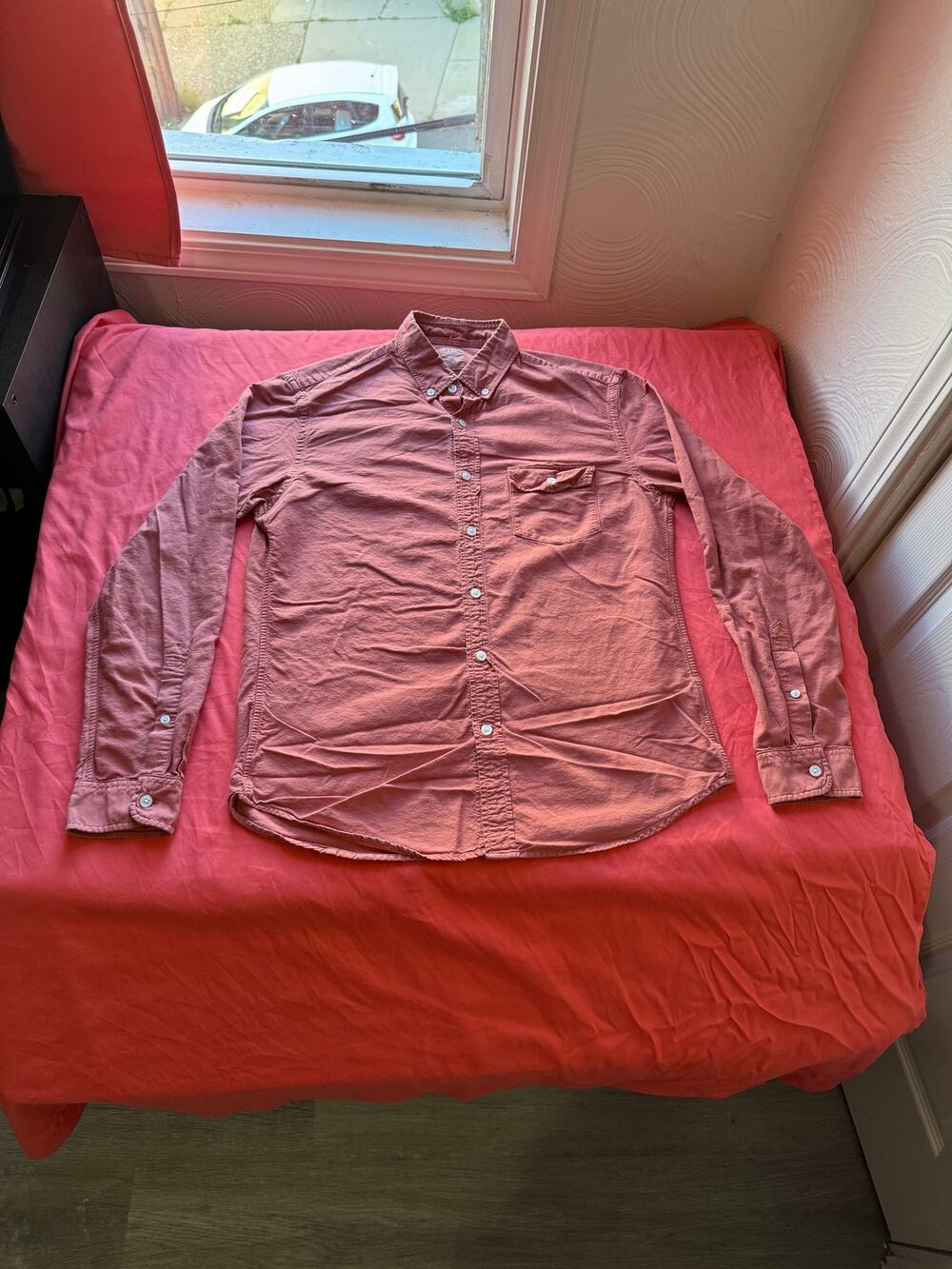 J.Crew Men's Slim Fit Cotton Button Down Shirt Coral Pink Size M E9118